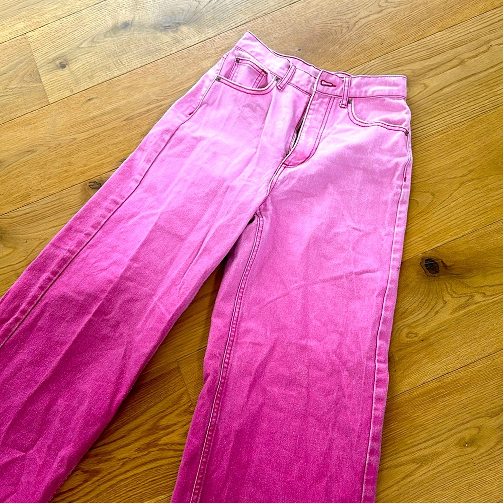 Adorable Skater Baggy pink ombré jeans wide leg